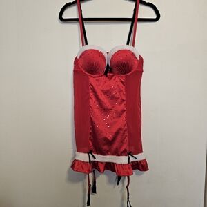 True Desire red and white Christmas lingerie. Size large